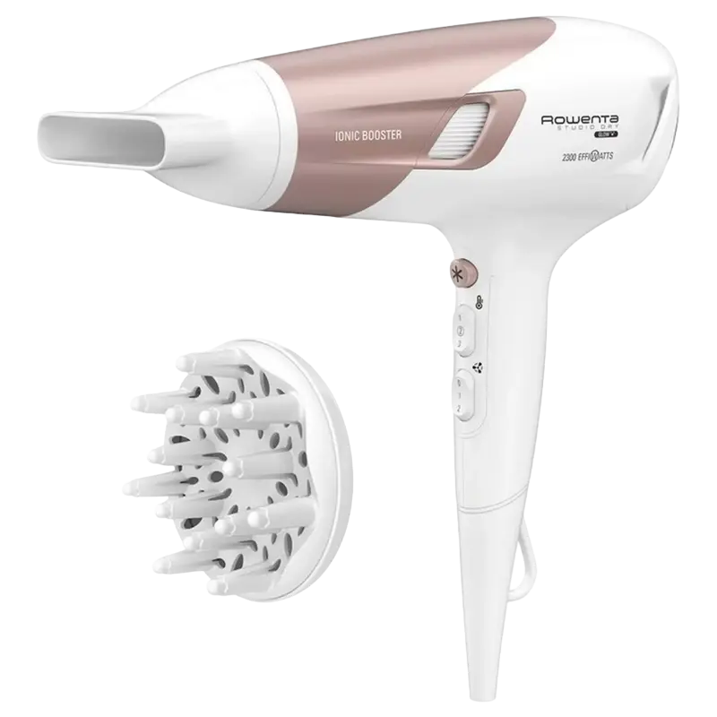 Uscător de păr Rowenta Studio Dry Glow CV5830F0, 2100 W, Alb | Roz