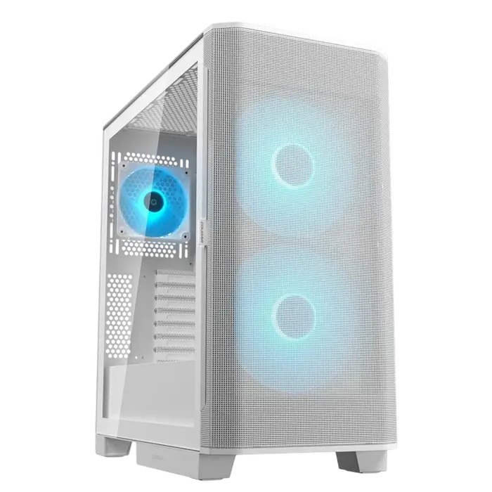 Carcasă PC Cougar Airface FLO RGB, Midi-Tower, Fără PSU, Alb