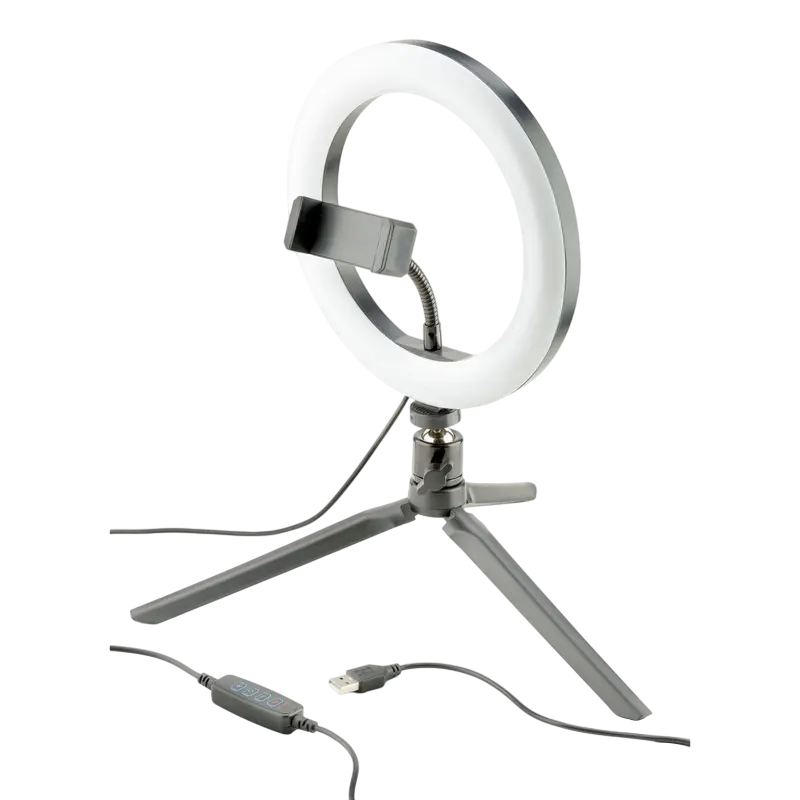 Lampă circulară Cellularline Selfie Ring, Negru