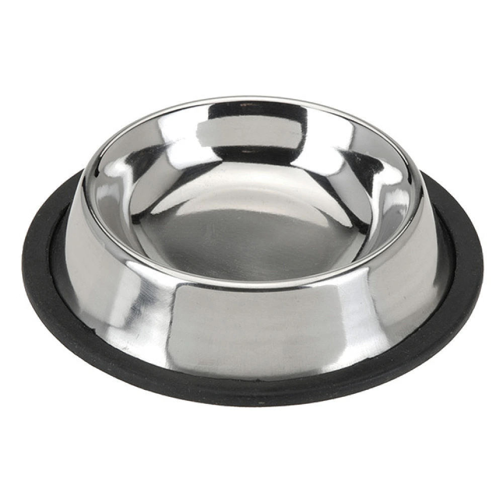 Castron pentru animale 0.18l, 15cm, baza cauciuc, metal