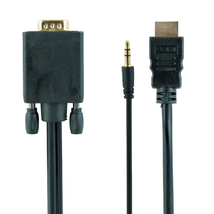 Cablu Video Cablexpert A-HDMI-VGA-03-10, HDMI (M) - VGA D-Sub + 3.5 mm Jack, 3m, Negru