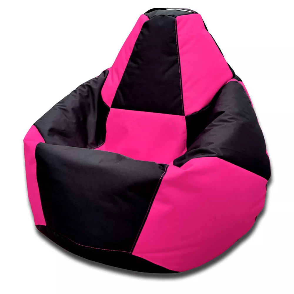 Fotoliu BeanBag Pară Șahmate, marimea "L" din Oxford 600D culoare neagra cu roz