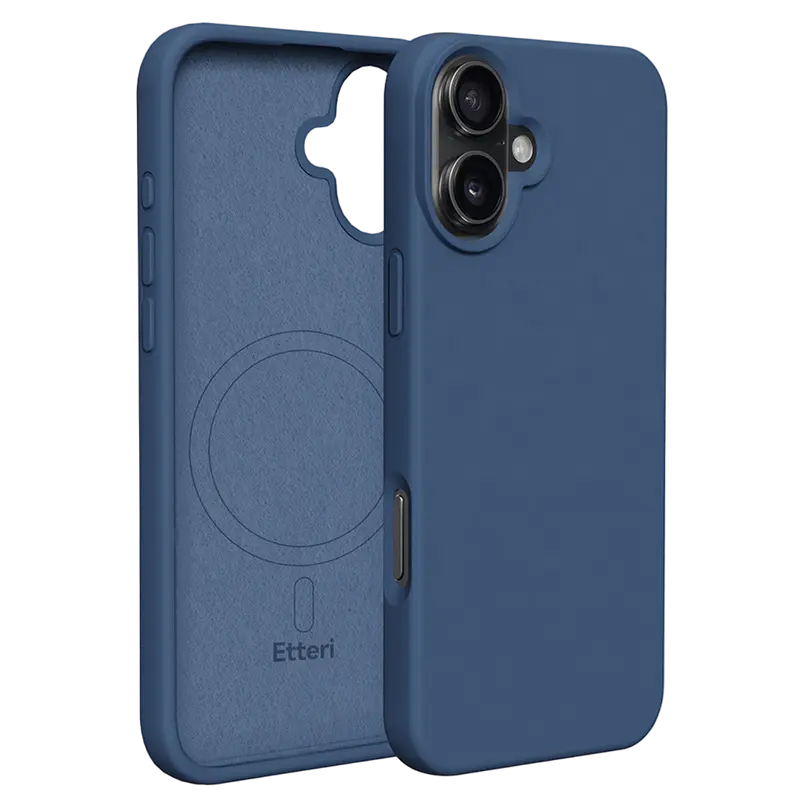 Husă Etteri Silicone Mag case pentru iPhone 16, Albastru-închis