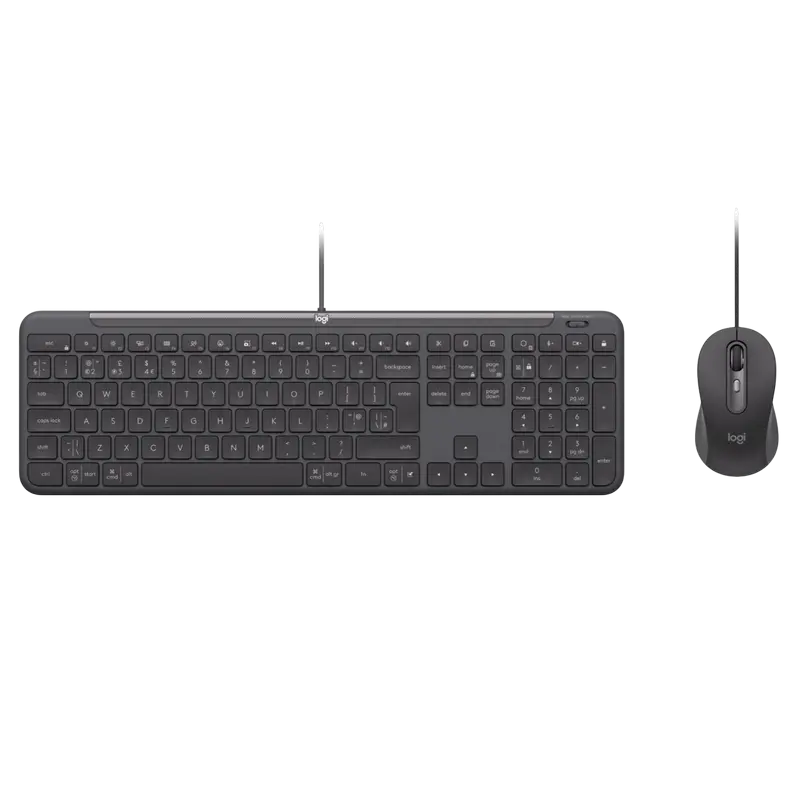 Set Tastatură + Mouse Logitech Signature Slim MK620, Cu fir, Negru