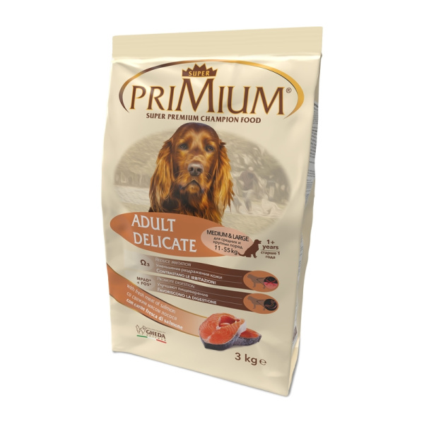 GHEDA hrana pentru caini Primium Adulto Delicato SALMON 3kg