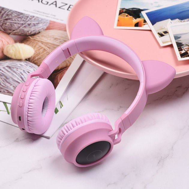 Căști Wireless pentru copii Hoco W27 Cat Ear cu urechiușe (Pink)