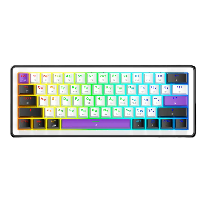 Tastatură HATOR Hellyberry HK60 Wireless, Cu fir / Fără fir, Alb