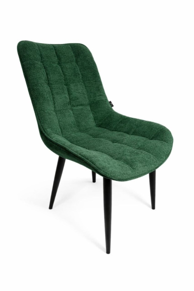 Scaun tapițat verde pentru interior, cu picioare negre
