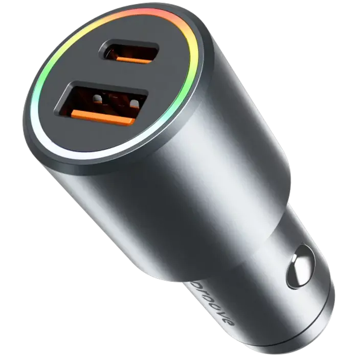 Car Charger Proove Double Energy Plus 53W (USB + Type-C) Metal Gray