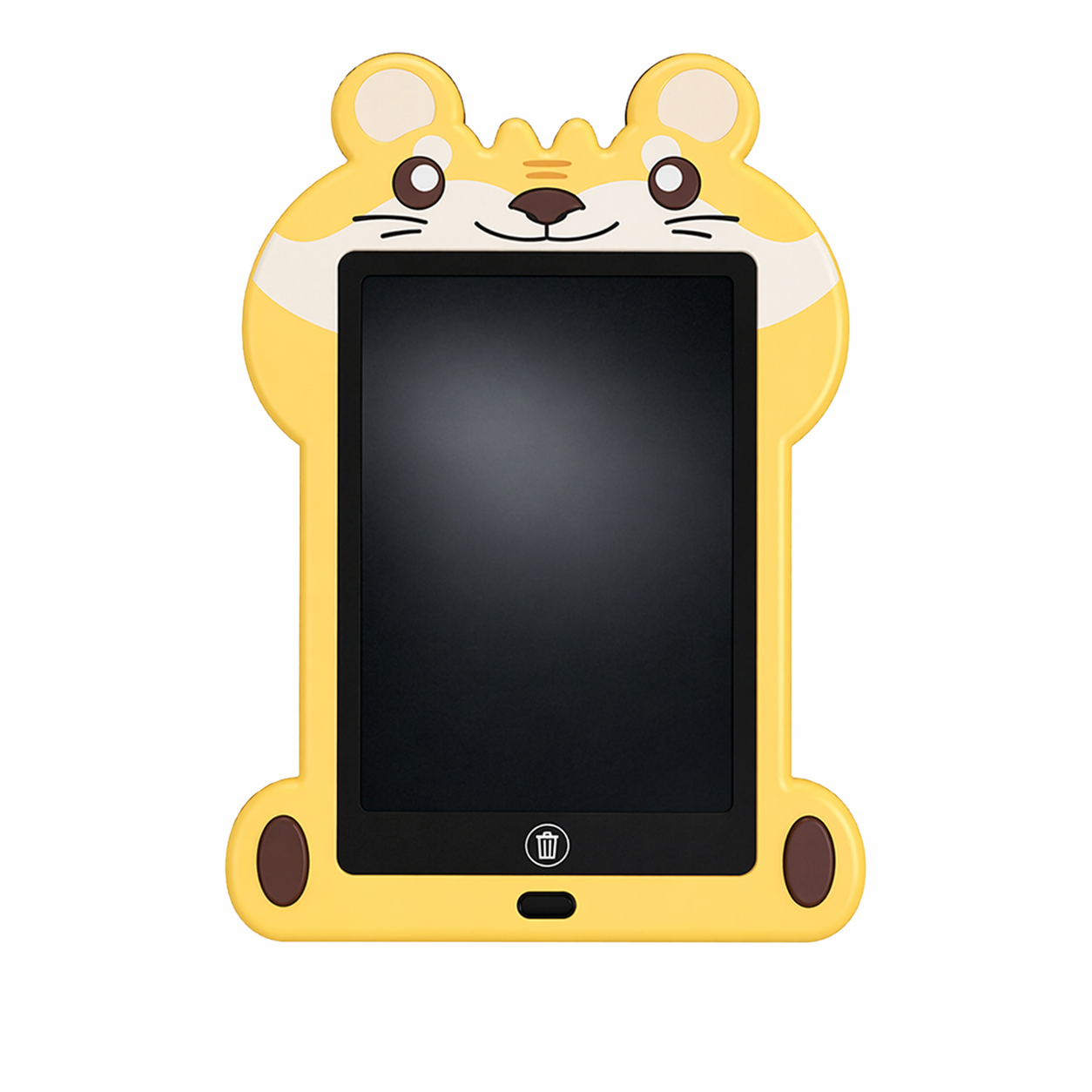 Tableta scris LCD 8.5 inch copii model tigru, tabla desen electronica reutilizabila, ecran negru cu stylus, stergere rapida si blocare, jucarie educativa 3+
