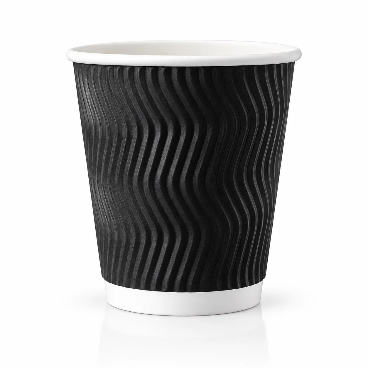 Pahar din hirtie Ripple S 8oz (240 ml) negru d80mm (25 buc)