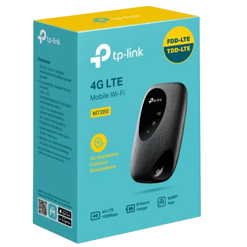 Wi-Fi Router mobil TP-LINK M7200, 4G, Negru