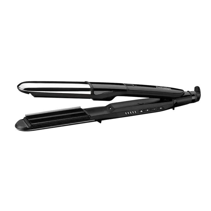 Placă de îndreptat părul BaByliss 2 in 1 Steam Shine ST496E, Negru | Argintiu