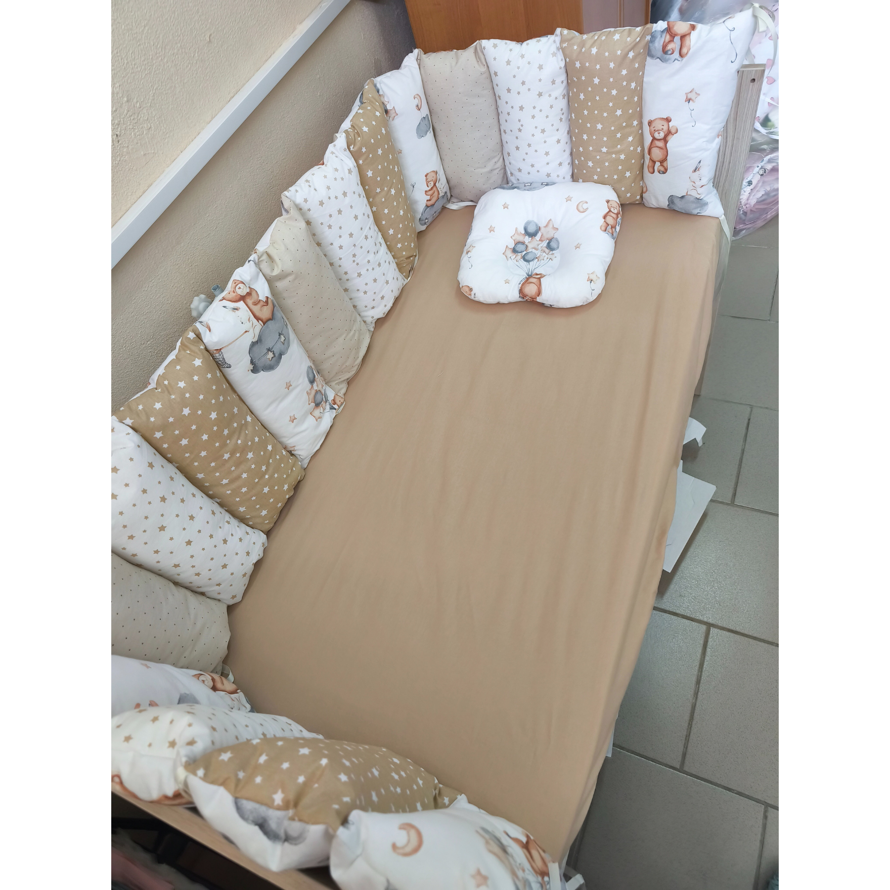 Borduri de protecție pentru pătuc Beige Bears