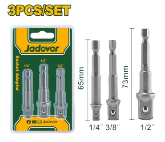 Set 3 adaptoare pentru chei tubulare (1/4", 3/8", 1/2") JDSV4K01 Jadever