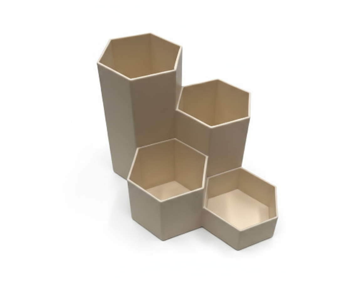 Organizator pentru birou rotund, 4 compartimente, alb, suport pixuri, accesorii birou, plastic rezistent, multifunctional, pentru masa office, casa, scoala
