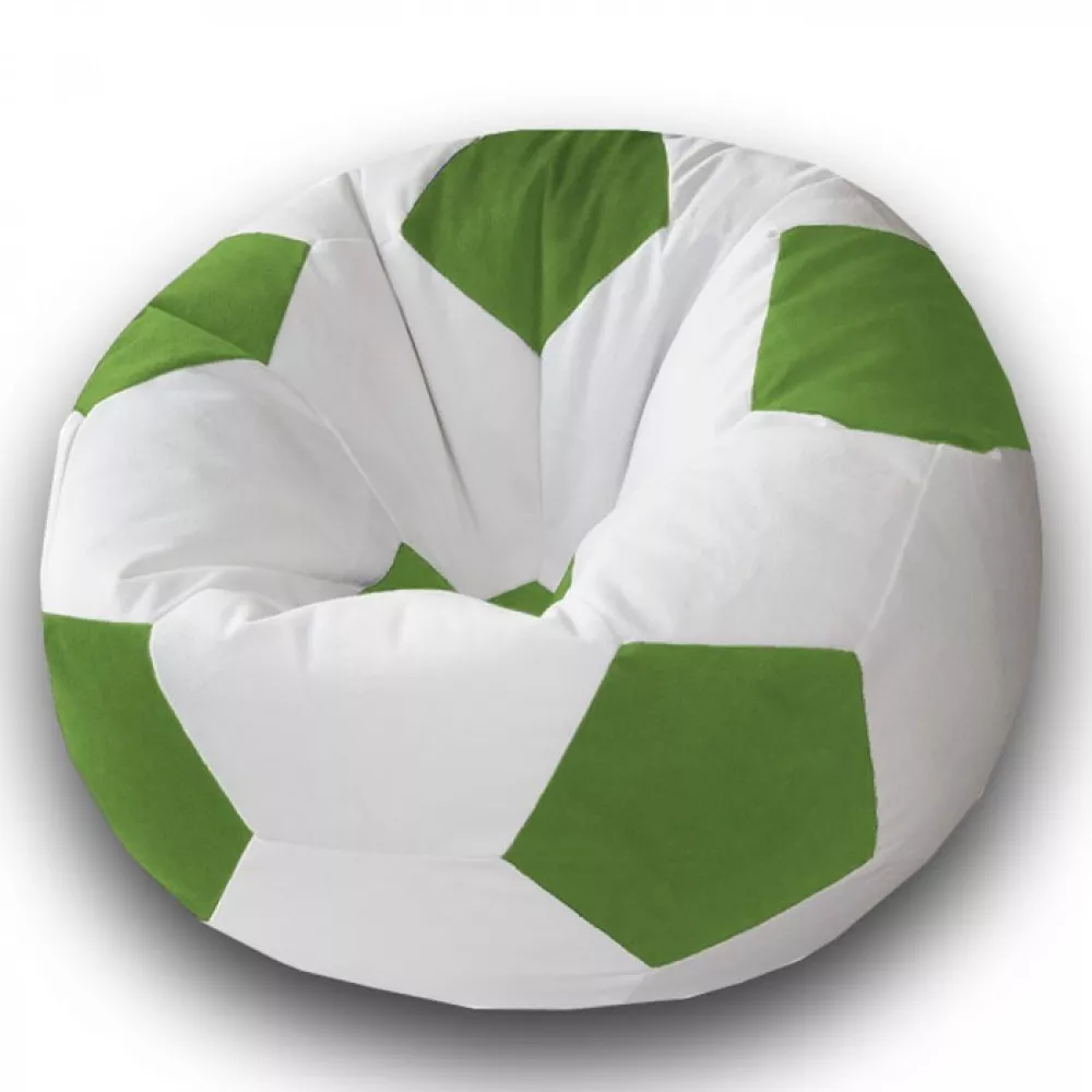 Fotoliu BeanBag minge din velur, culoarea alb cu verde