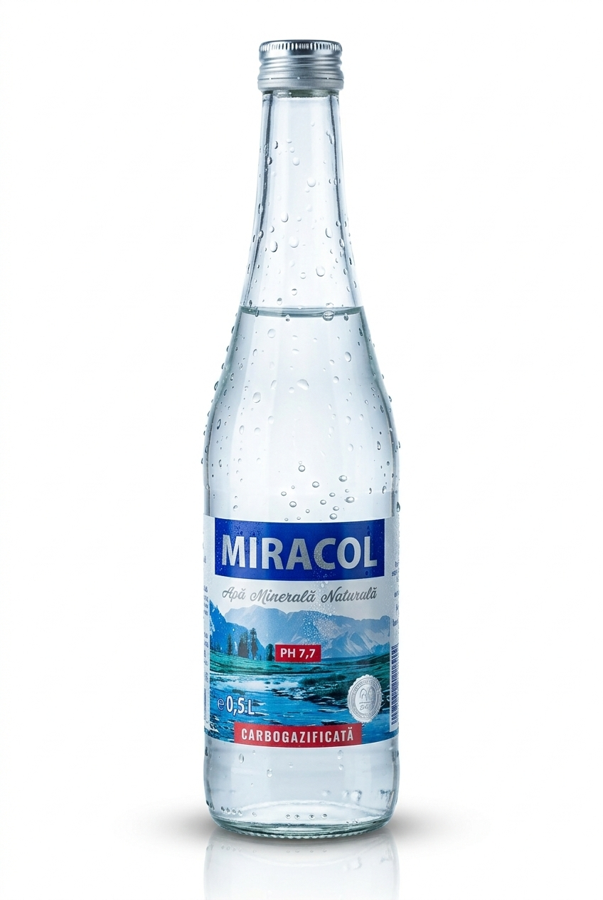 Apă minerală naturală carbogazificată MIRACOL   0,5 L (sticlă)