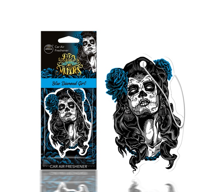 Aroma Car Cellulose Dia de Los Muertos Diamond Girl Blue aromatizator auto