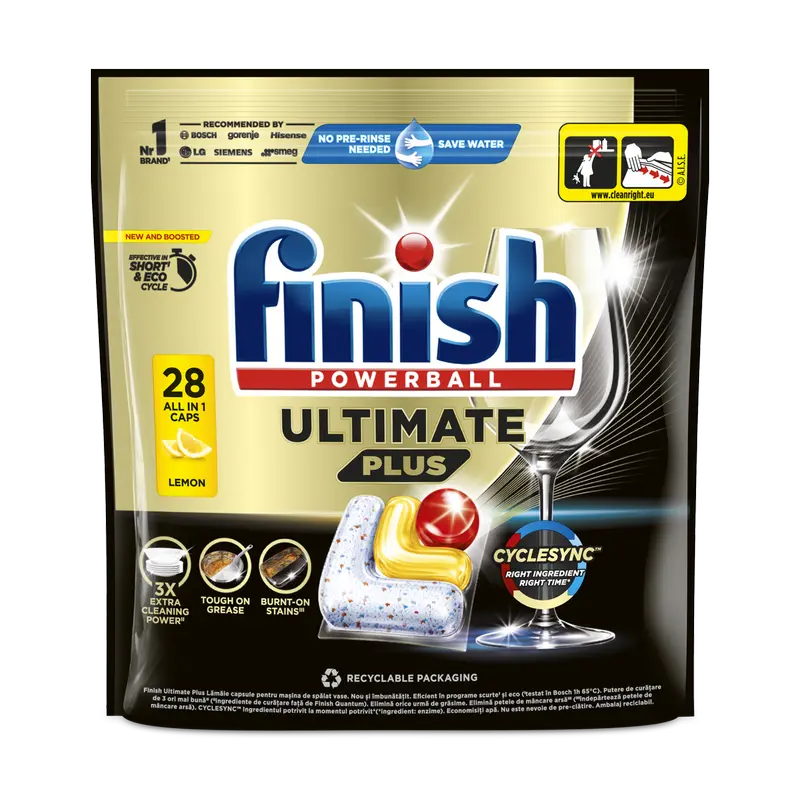 Tablete Finish Ultimate Plus Lemon 28 buc