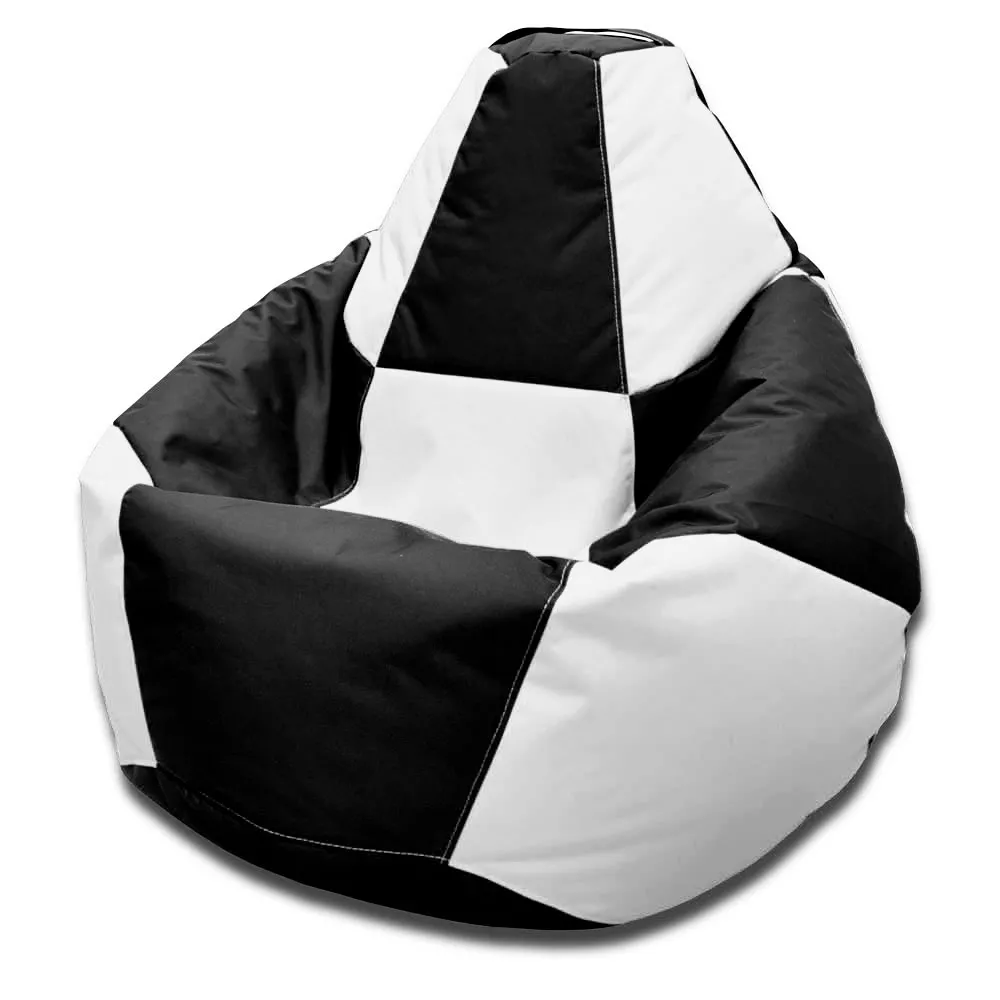 Fotoliu BeanBag Pară Șahmate, marimea "XXL" din Oxford 600D culoare neagra cu alb