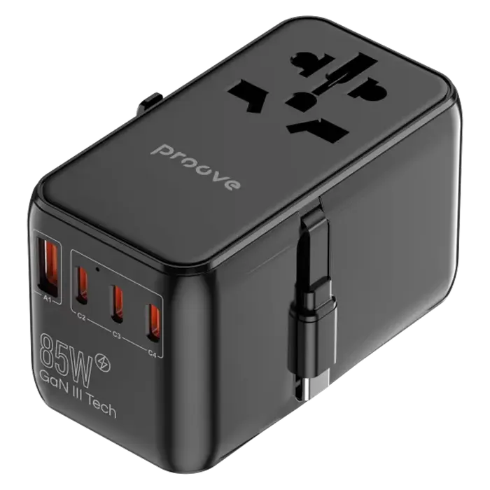 Travel Adapter Proove Trip, 85W, Black
