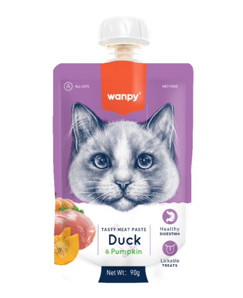 WANPY TASTY MEAT PASTE for CAT Rață și dovleac 90g x10 (official)
