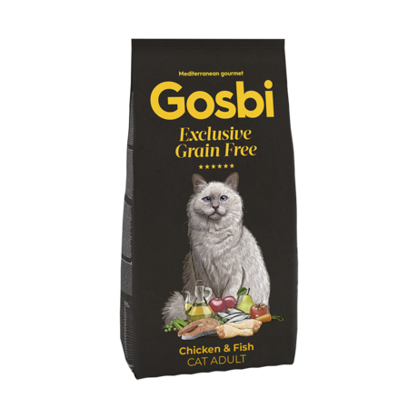 GOSBI EXCLUSIVE GRAIN FREE CHICKEN & FISH CAT ADULT 400G,  hrană uscată cu pui și pește pentru pisicile adulte