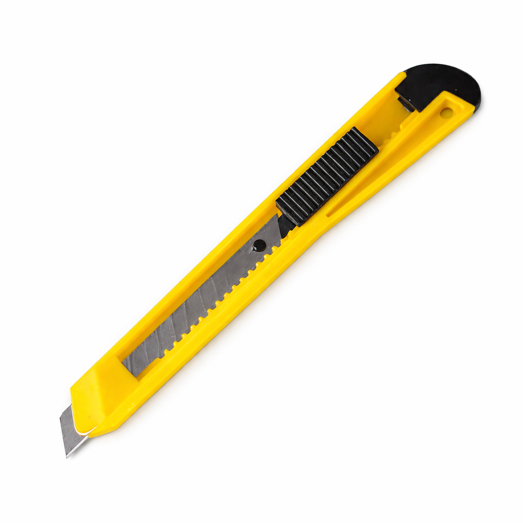 Cutit cutter birou 9 mm Scholz, cutit utilitar lama segmentata, cutter retractabil pentru hartie carton folie, cutit trafaret pentru birou depozit DIY