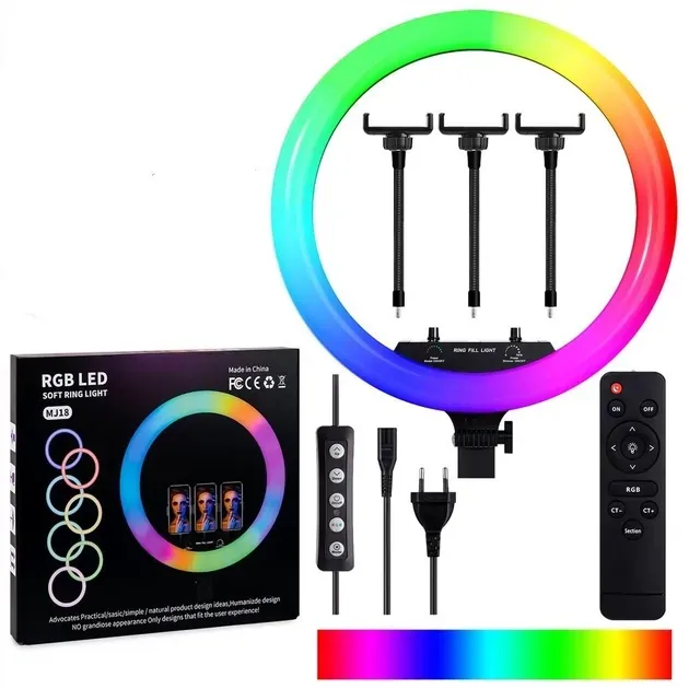 Lampă LED RGB Soft Ring Light MJ-18 circulară