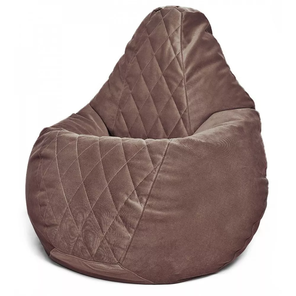 Fotoliu BeanBag din velur Maserrati "Romb", marimea "XXL" culoare cafenie