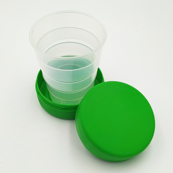 Pahar pliabil reutilizabil din plastic cu capac