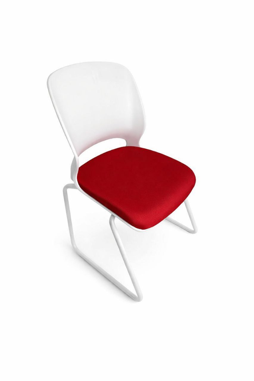 Scaun Design „Ruby Glide” — Cadru Alb / Șezut Roșu