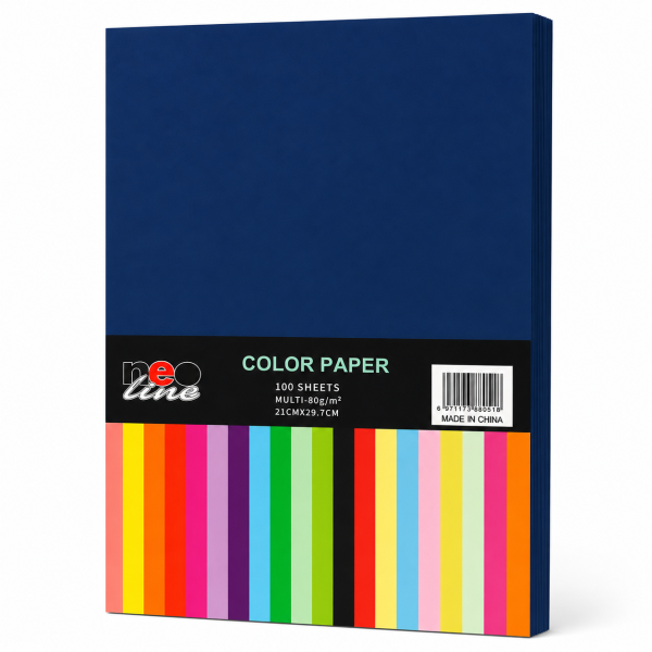 Hartie Colorata A4 Albastru Inchis NEO-Line, 100 Foi, 80 g/mp, pentru Imprimanta, Copiator, Craft si Proiecte Creative