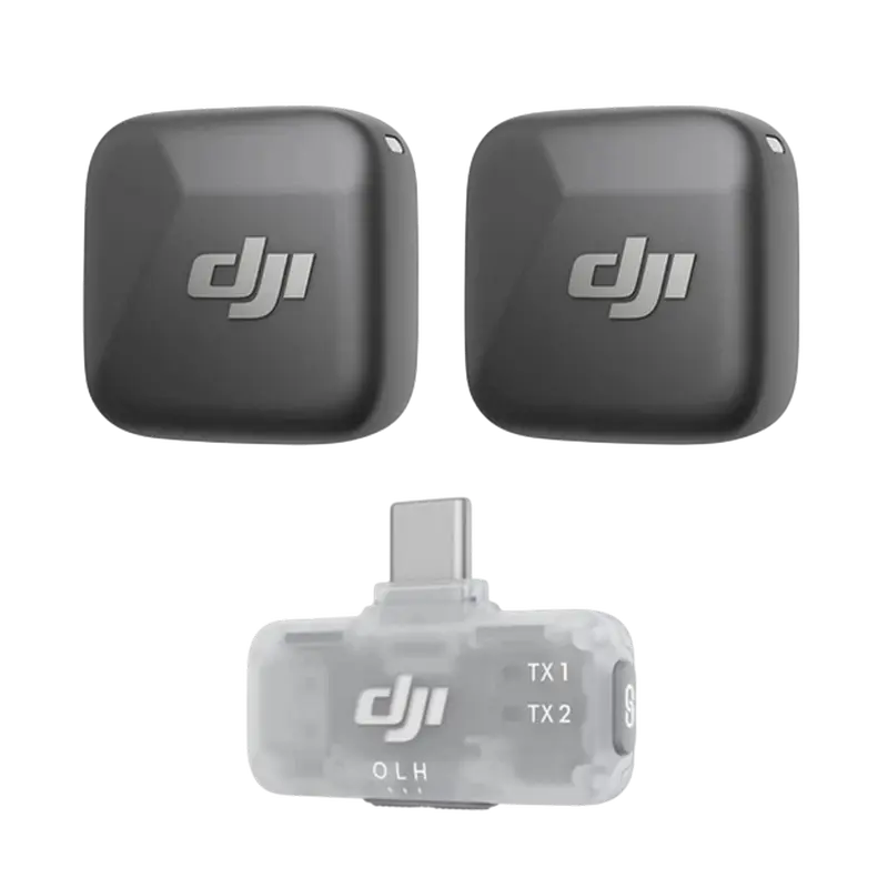 Microfon portabil pentru înregistrare vocală DJI Mic Mini (2TX + 1 Mobile RX), Fără fir, Negru