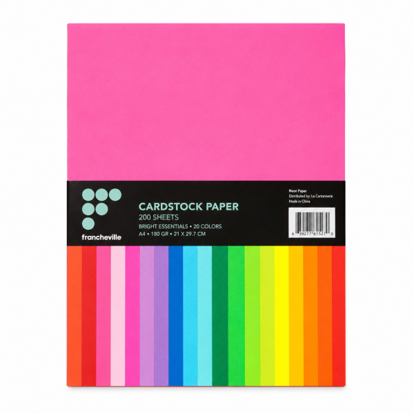 Set Carton Colorat A4, 20 Culori Neon, 200 Coli, 180 g/m²