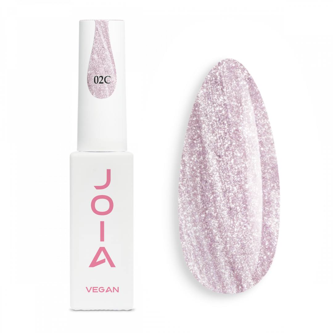 Ojă semipermanentă JOIA vegan Cat Eye 02C Praf de cuarț roz, 6 ml