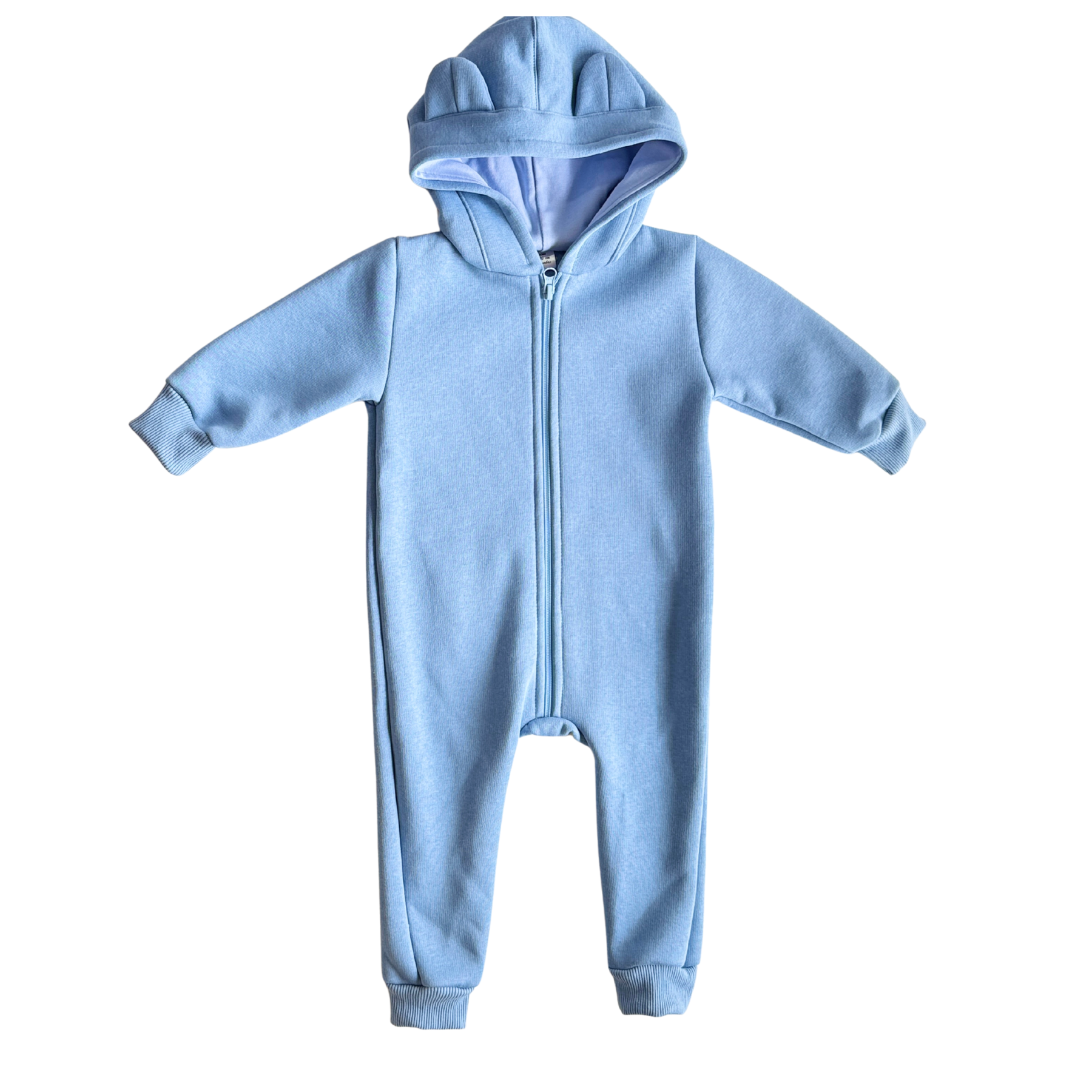 Salopeta din tricot cu gluga Fara picioare, Albastru 9-12 luni