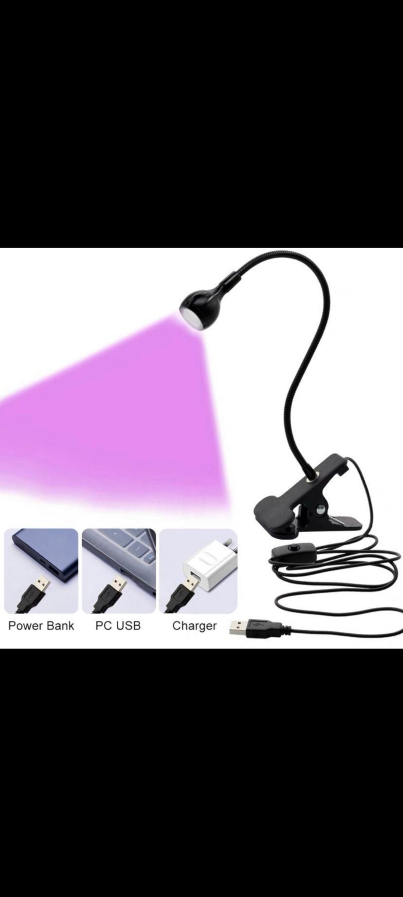 Global Fashion lampă de masă mini UV LED cu clemă