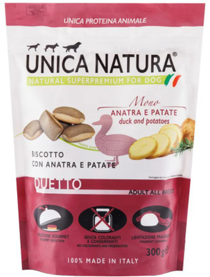 GHEDA Snack-uri pentru caini de talie medie, mare și foarte mare Unica Natura Mono Duetto cu rață și cartof  300 g