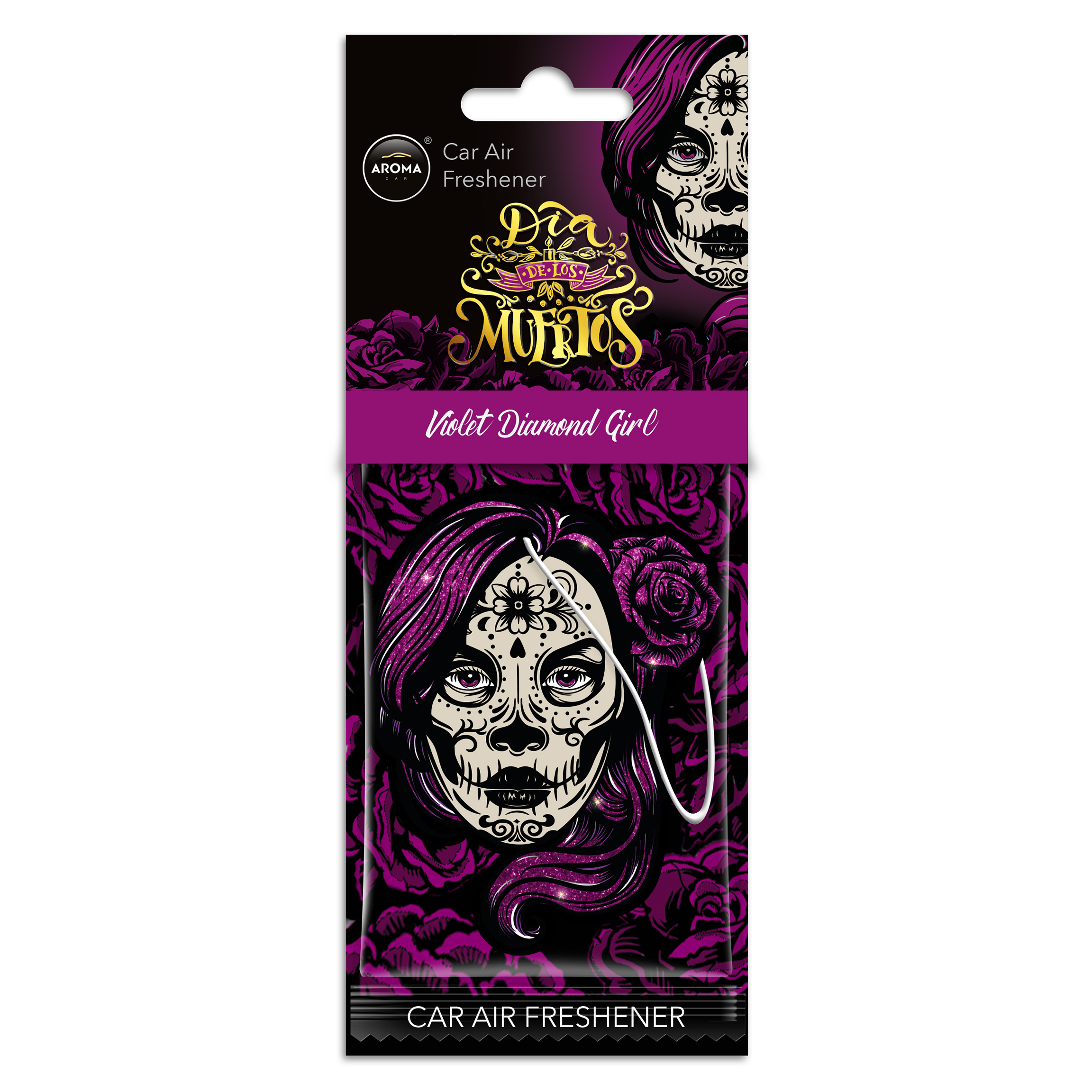 Aroma Car Cellulose Dia de Los Muertos Violet Diamond Girl aromatizator auto