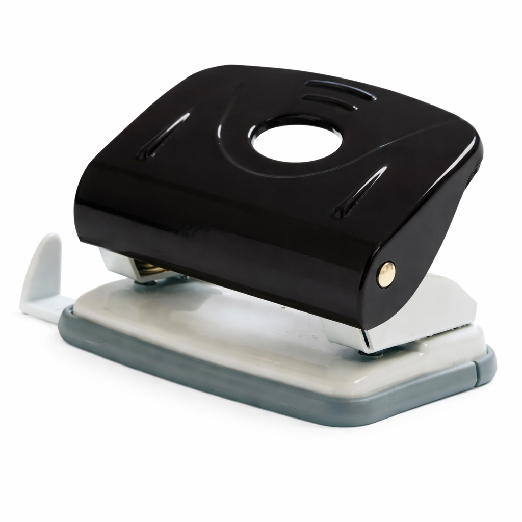 Perforator metalic NORMA 8 cm, 30 file, 2 gauri, negru, perforator birou profesional heavy duty