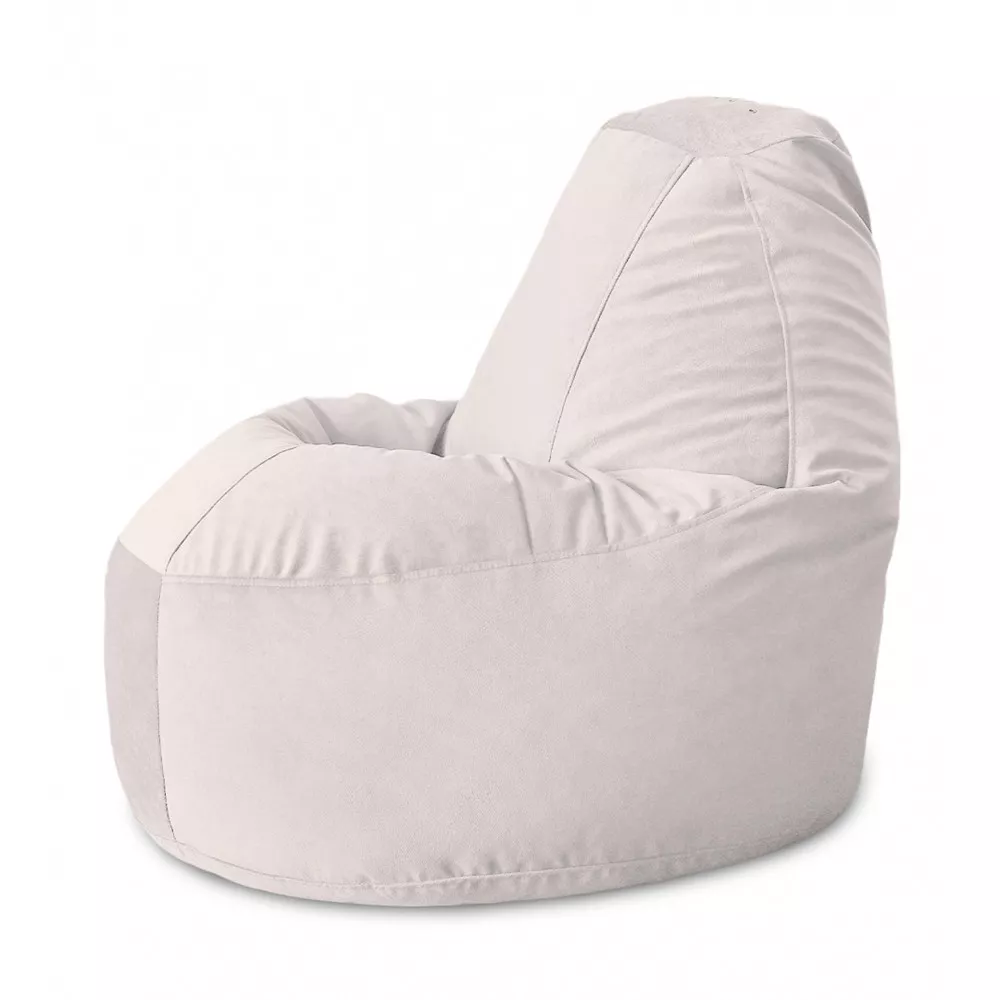 Fotoliu Bean Bag Lux din velur, culoare vanil