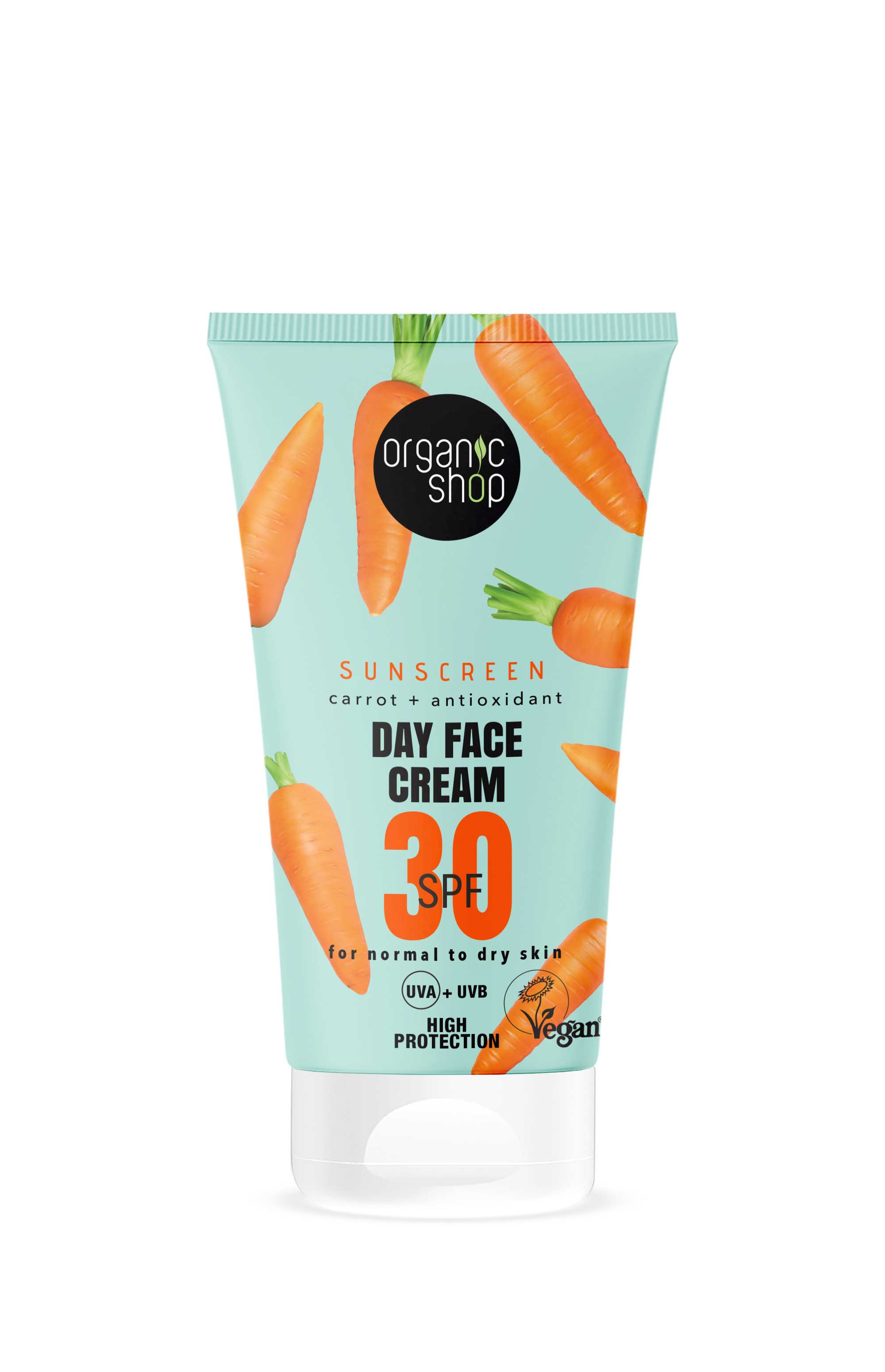 Organic Shop Cremă de față de zi pentru ten normal și uscat cu protecție solară SPF 30, 50 ml
