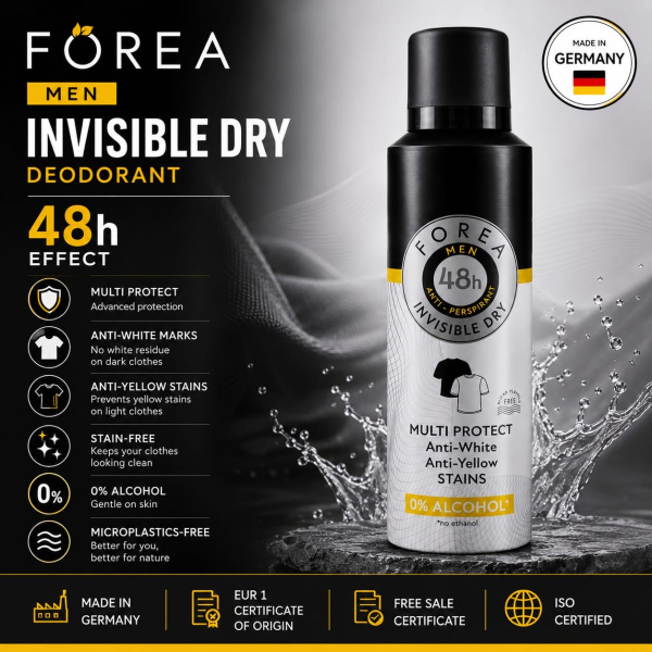 Deodorant sprei Forea pentru barbati Invisible dry 200 ml.