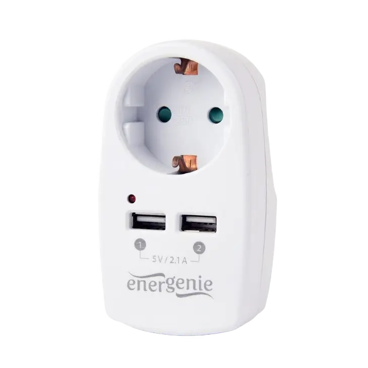 Încărcător Energenie EG-ACU2-02, Alb