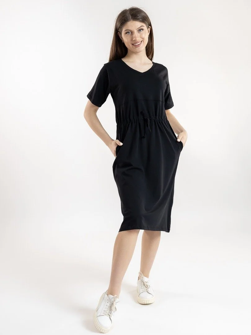 Rochie de damă trei sferturi cu mânecă scurtă din bumbac