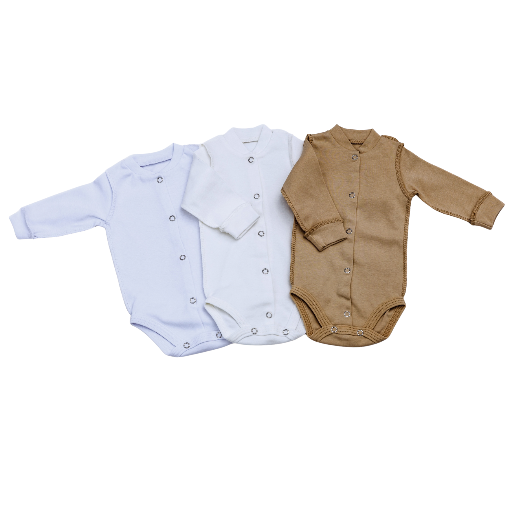 Set de body cu mânecă lungă 3buc. Pampy Biscuit Morning (1-3 luni)