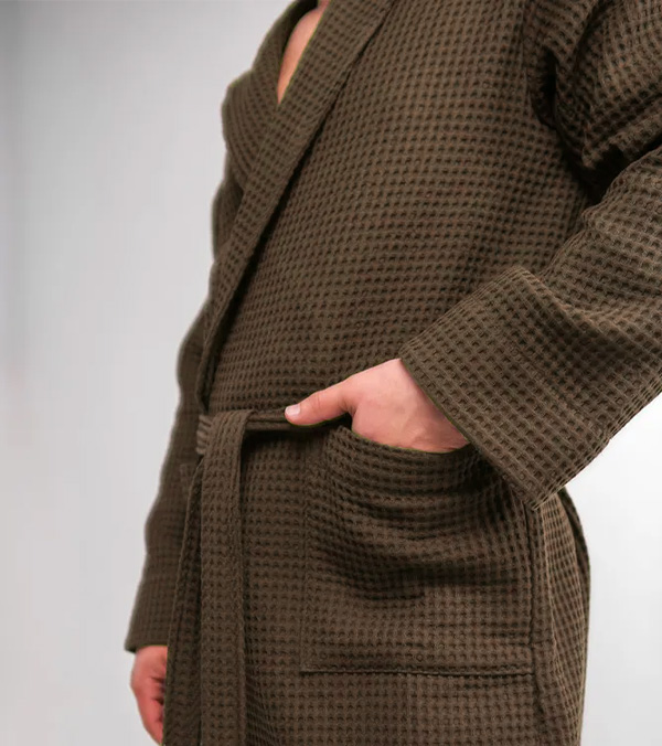 Halat de baie gofrat maro