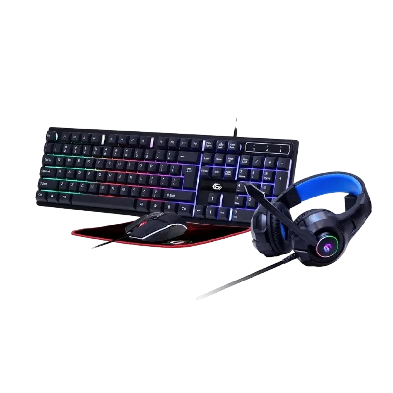 Set Tastatură + Mouse + Mouse Pad + Căști Gembird GGS-UMGL4-02, Cu fir, Negru